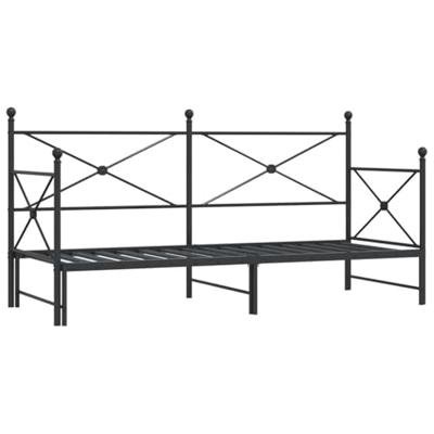 Slaapbank met onderschuifbed zonder matras 90x190cm staal zwart