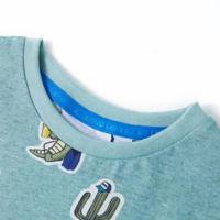 Kindershirt 128 gemleerd lichtgroen - thumbnail