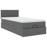 Ottoman bed met matras en LED's 100x200cm stof donkergrijs - thumbnail