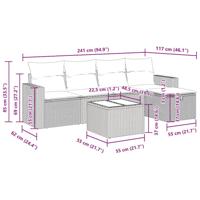 5-delige Loungeset met kussens poly rattan lichtgrijs - thumbnail