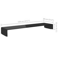 TV-meubel/monitorverhoger zwart 120x30x13 cm glas - thumbnail