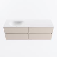 MONDIAZ VICA 150cm badmeubel onderkast Linen 4 lades. Wastafel MOON links zonder kraangat, kleur Talc. - thumbnail