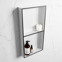 MONDIAZ EASY Nis 59,5x29,5cm in solid surface kleur Urban | Talc. 2 vakken geschikt voor in- of opbouw - thumbnail