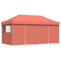 Partytent inklapbaar pop-up met 4 zijwanden terracottakleurig - thumbnail