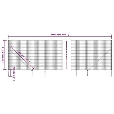 Draadgaashek met grondankers 1,6x10 m antracietkleurig