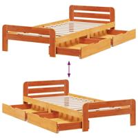 Bedframe zonder matras massief grenenhout wasbruin 75x190 cm - thumbnail