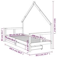 Kinderbedframe met lades 80x200 cm massief grenenhout - thumbnail