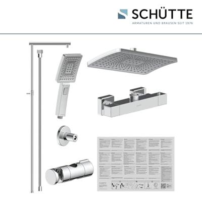 Schutte TRENTO Regendouche set met thermostatische kraan | Chroom - 60140 Schutte TRENTO Regendouche set met thermostatische kraan | Chroom - 60140
