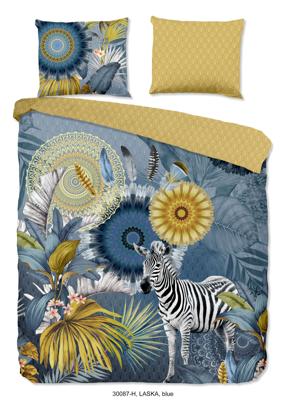 HIP Dekbedovertrek "mandala&apos;s, bladeren en een zebra" - Blauw - (200x200/220 cm) - Katoen Satijn