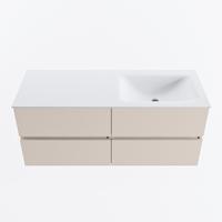 MONDIAZ VICA 120cm badmeubel onderkast Linen 4 lades. Wastafel CLOUD rechts 1 kraangat, kleur Talc. - thumbnail