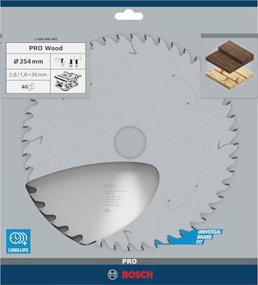 Bosch Professional Cirkelzaagblad voor Hout | PRO Wood | Ø 254mm Asgat 30mm 40T - 2608640443 - thumbnail