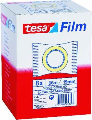 Plakband tesafilm standaard 66mx19mm transparant | 8 stuks