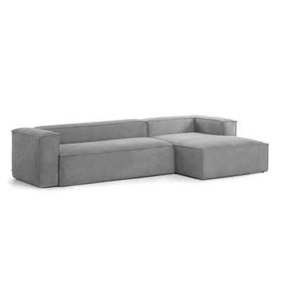 Kave Home Loungebank 'Blok' Rib, Rechts 330cm, kleur Donkergrijs