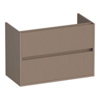 Brauer Adore Wavy - Onderkast Ondiep - 80 cm - met 2 Softclose Lades Greeploos en 1 Sifon Uitsparing - Mat Mokka - thumbnail