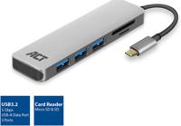 ACT AC7051 interface hub USB 3.2 Gen 1 (3.1 Gen 1) Type-C 5000 Mbit/s Grijs - thumbnail