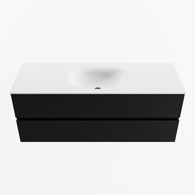 MONDIAZ VICA 130cm badmeubel onderkast Urban 2 lades. Wastafel MOON midden zonder kraangat, kleur Talc.