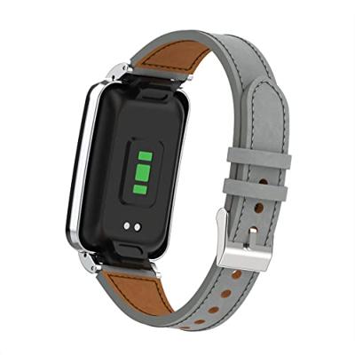 Classic leren bandje met case - Grijs - Xiaomi Smart band 7 Pro Classic leren bandje met case - Grijs - Xiaomi Smart band 7 Pro