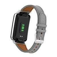 Classic leren bandje met case - Grijs - Xiaomi Smart band 7 Pro - thumbnail