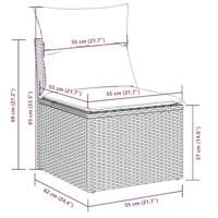 11-delige Loungeset met kussens poly rattan lichtgrijs - thumbnail