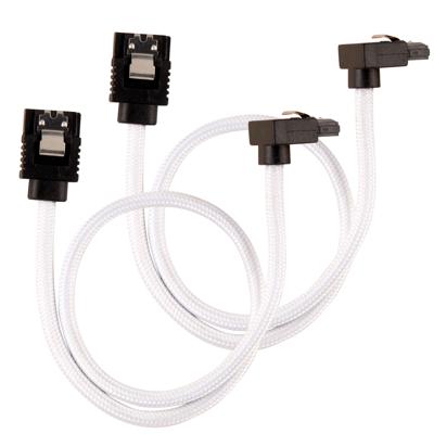 Corsair Premium SATA3-kabel, schuin/recht (6 Gbps, 30 cm, 90 graden), met ommanteling, wit