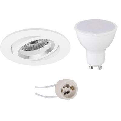 LED Inbouwspot Set GU10 - Mat Wit - 6W - 6400K - Kantelbaar Ø82mm