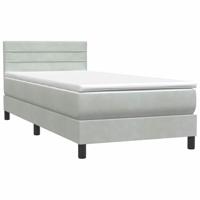 Boxspring met matras fluweel lichtgrijs 80x220 cm - thumbnail