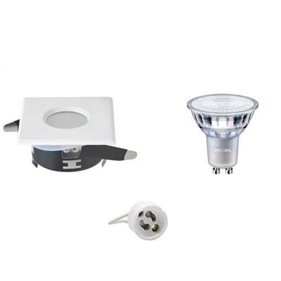 GU10 Inbouwspot Set - Mat Wit - Inbouw Vierkant - Waterdicht IP65 - Philips - MASTER 927 36D VLE - DimTone Dimbaar - Aigi - 3.7W - Warm Wit 2200K-2700K - 82mm
