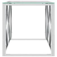 Salontafel 110x45x45 cm roestvrij staal en glas - thumbnail