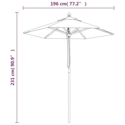 VidaXL Parasol met houten paal 196x231 cm zandkleurig