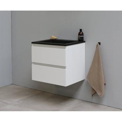 On-Line Onderkast - 60 cm - Voorgemonteerd - Ladestructuur - Acryl Wastafel - zonder Kraangat - Hoogglans Wit