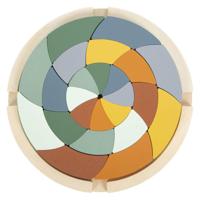 Small Foot - houten vormenpuzzel safari rond, 24st. - thumbnail