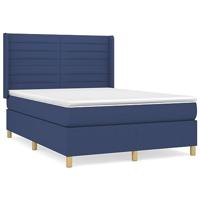 Boxspring met matras stof blauw 140x200 cm - thumbnail