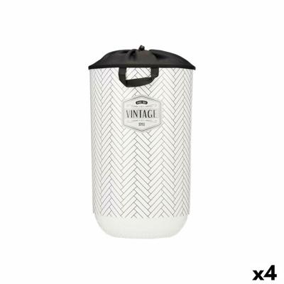 Wasmand Kipit Vintage Wit Stof Plastic 40 L 34 x 52,5 x 34 cm (4 Stuks)