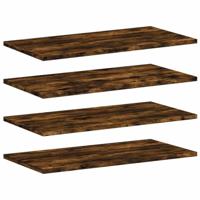 Wandschappen 4 st 60x30x1,5 cm bewerkt hout gerookt eikenkleur - thumbnail