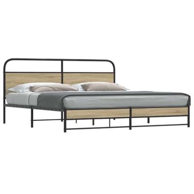 Bedframe zonder matras metaal gerookt eikenkleurig 193x203 cm