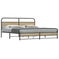 Bedframe zonder matras metaal gerookt eikenkleurig 193x203 cm - thumbnail