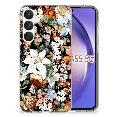 TPU Case voor Samsung Galaxy A55 Dark Flowers TPU Case voor Samsung Galaxy A55 Dark Flowers