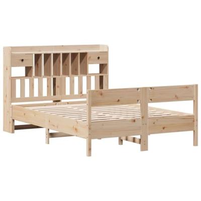 Bed met boekenkast zonder matras massief grenenhout 140x190 cm - thumbnail