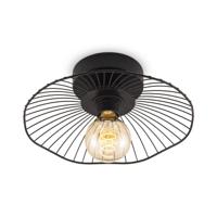 Industriële plafondlamp - Metalen Lampenkap - Paraplu - Zwart - Ø30 x 11 cm - E27 fitting - Voor gebruik in slaapkamers en werkkamers - Hoogte lampenkap: 3.5 cm - thumbnail