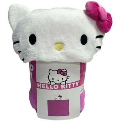 3D Fleece Deken met Capuchon - HELLO KITTY - Roze - 120 x 150 cm