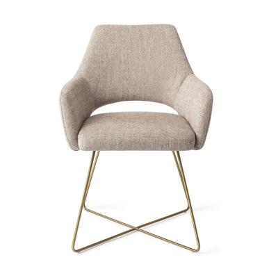 Jesper Home Eetkamerstoel 'Yanai' Cross Gold, kleur Biscuit Beach
