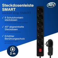 REV 0012626514 Stekkerdoos met schakelaar 6-voudig Zwart Randaarde stekker 1 stuk(s) - thumbnail
