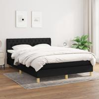 Boxspring met matras stof zwart 140x190 cm - thumbnail