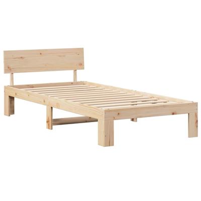 Bedframe met hoofdeinde Naturel 90 x 200 cm Massief grenenhout