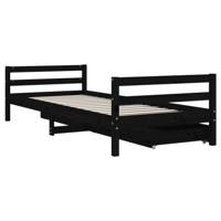 Kinderbedframe met lades 90x200 cm massief grenenhout zwart - thumbnail
