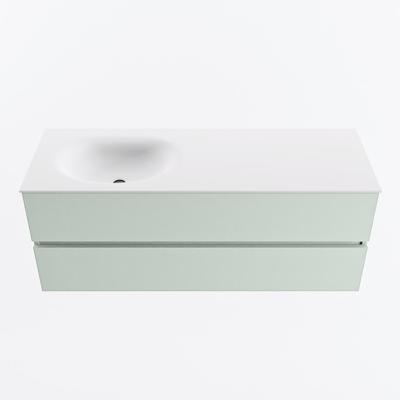 MONDIAZ VICA 130cm badmeubel onderkast Greey 2 lades. Wastafel MOON links zonder kraangat, kleur Talc.