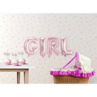 Set baby roze folie ballonnen &apos;Girl&apos; - thumbnail