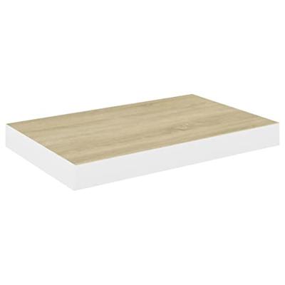 Wandschappen 2 st zwevend 40x23x3,8 cm MDF eikenkleurig en wit - thumbnail