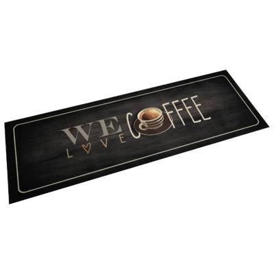 Keukenmat wasbaar koffietekst 60x180 cm fluweel