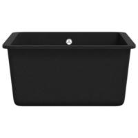 VidaXL Gootsteen enkele bak graniet zwart - thumbnail